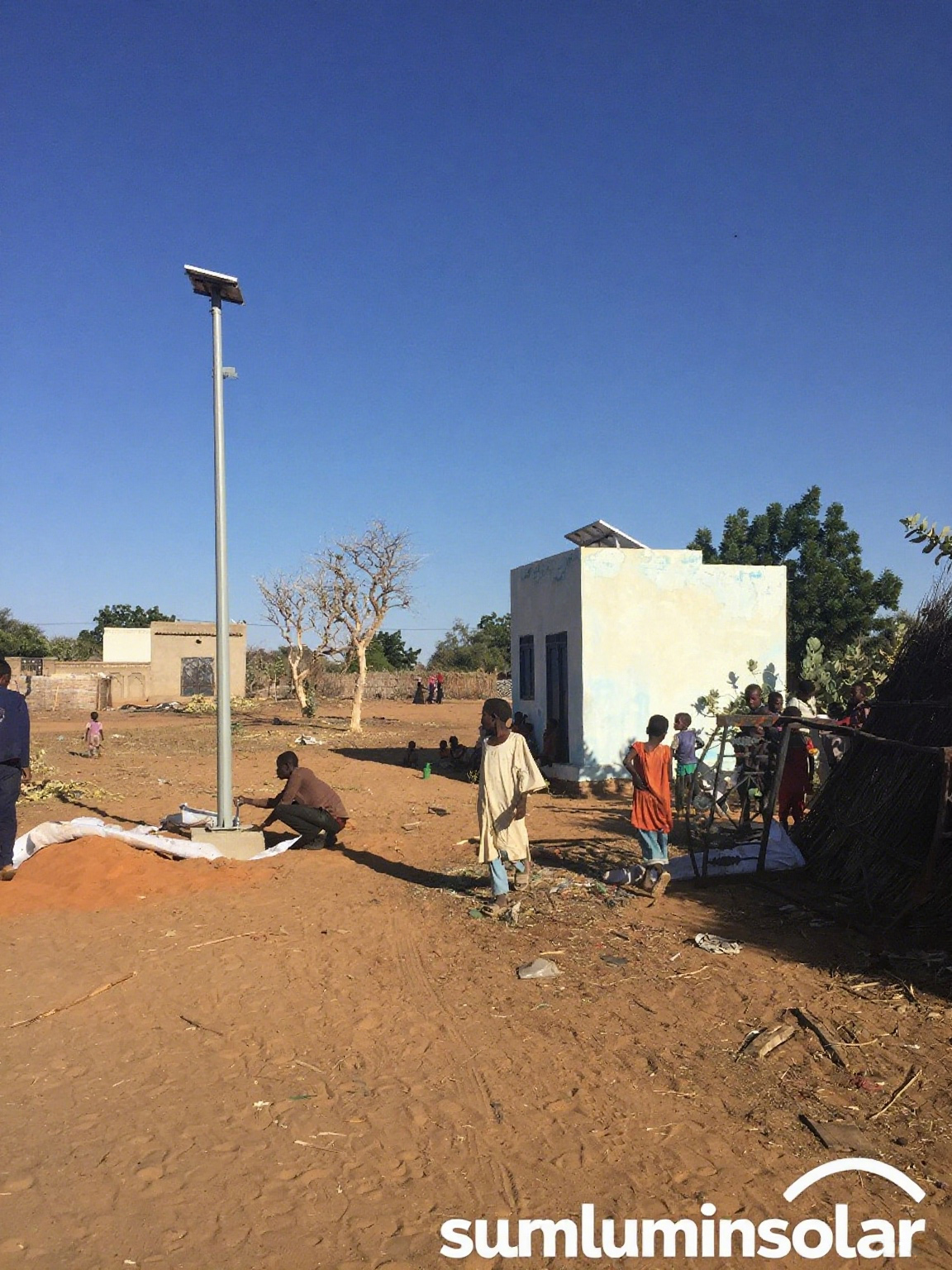 South Sudan landscape with solar lights